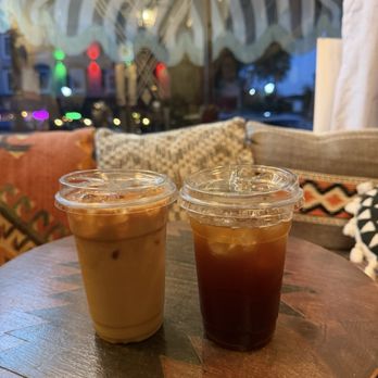 Raw Organic Coffee Bar - Iced latte with almond milk and iced americano - Coffee & Tea Near Me - Stroudsburg, Pennsylvania Raw Organic Coffee Bar - Iced latte with almond milk and iced americano - Coffee & Tea Near Me - Stroudsburg, Pennsylvania