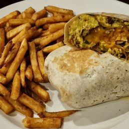 The Hungry Man Burrito with french fries delicious