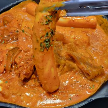 Halgatteok Garden Grove - Rose Tteokbokki - garae tteok, large rice cake. 4 pieces in this dish. - Korean Near Me - Garden Grove, California