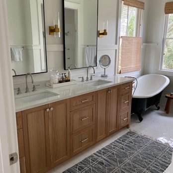 Sullivan Custom Cabinets - a bathroom with double sinks - General Contractors Near Me - N Charleston, South Carolina