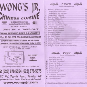 Wong's Jr - Menu 1/3 - Chinese Near Me - Peoria, Arizona Wong's Jr - Menu 1/3 - Chinese Near Me - Peoria, Arizona