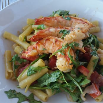 Pacifica Del Mar - Tiger shrimp with arugula, olives, pasta and olive oil... - New American Near Me - Del Mar, California Pacifica Del Mar - Tiger shrimp with arugula, olives, pasta and olive oil... - New American Near Me - Del Mar, California