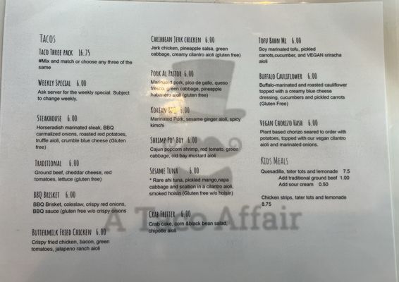 Menu photo 4 A Taco Affair Savannah, GA