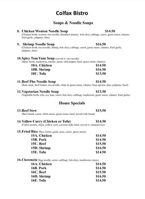Menu photo 5 Colfax Bistro Colfax, CA