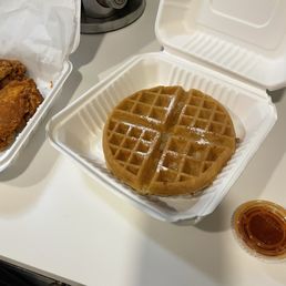This is a waffle that came with the chicken! This is a waffle that came with the chicken!