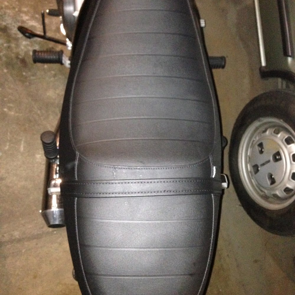 Motorcycle Scooter Upholstery - My seat before bringing it in to Tony. Just a standard black, nothing special. - Auto Upholstery Near Me Motorcycle Scooter Upholstery - My seat before bringing it in to Tony. Just a standard black, nothing special. - Auto Upholstery Near Me