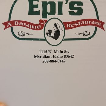 Epi's A Basque Restaurant - Front of menu - Basque Near Me - Meridian, Idaho Epi's A Basque Restaurant - Front of menu - Basque Near Me - Meridian, Idaho