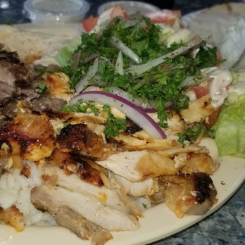 Al Basch Chicken - Beef Chicken combo plate, best when you don't want to choose. - Mediterranean Near Me - Los Angeles, California Al Basch Chicken - Beef Chicken combo plate, best when you don't want to choose. - Mediterranean Near Me - Los Angeles, California