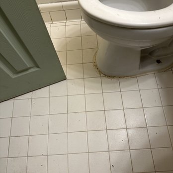 Cub Motel - Who knows what this is on the bathroom floor, but it's filthy - Hotels Near Me - Cosby, Tennessee