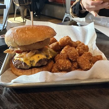 Blvd Brgr - Bacon, onion ring, cheese, and hamburger with tater tots. - Burgers Near Me - Camarillo, California