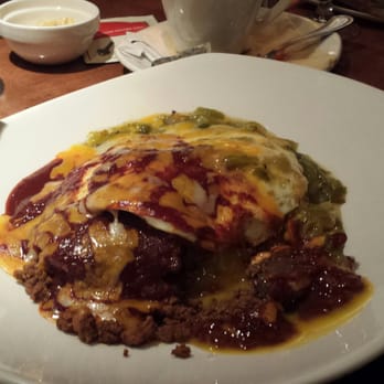 Mi Dia From Scratch - Ox eye stacked Enchiladas with beef. Disappointing for my friend who expected steak and not ground beef - Mexican Near Me - Grapevine, Texas