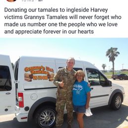 Granny's Hot Tamales makes me proud, it's overwhelming. Here she is giving a free dozen of tamales to a service member in Corpus Christi, Tx Granny's Hot Tamales makes me proud, it's overwhelming. Here she is giving a free dozen of tamales to a service member in Corpus Christi, Tx