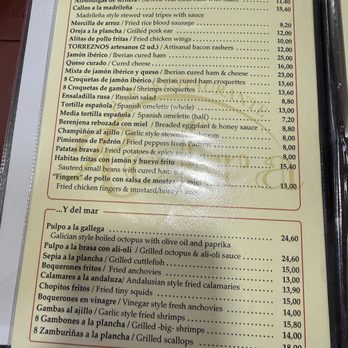 Refra - Menu - Spanish Near Me - Madrid, M