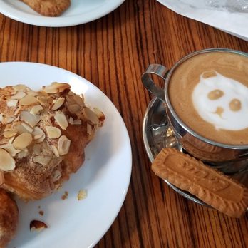 Moore Coffee Shop - A Cortado and a half eaten yummy croissant LOL - Coffee & Tea Near Me - Seattle, Washington