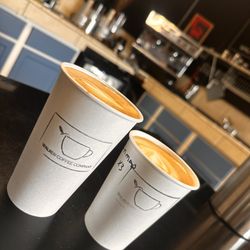 Walker Coffee Company - oat milk honey latte and 4 espresso shot latte