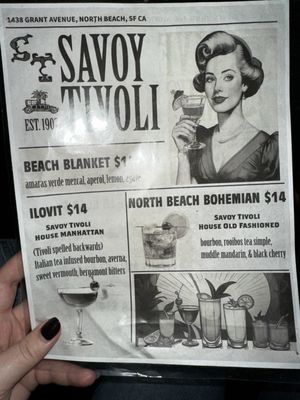 Menu photo 1 Savoy Tivoli San Francisco, CA Menu photo 1 Savoy Tivoli San Francisco, CA