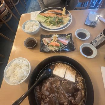 Sushi Sai - Sukiyaki nabemono and salmon dinner with sashimi - Japanese Near Me - Monterey Park, California Sushi Sai - Sukiyaki nabemono and salmon dinner with sashimi - Japanese Near Me - Monterey Park, California