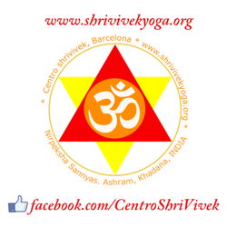 Centro Shri Vivek - Logo del centro shri vivek, con la dirección de su página web www.shrivivekyoga.org y su página del facebook.