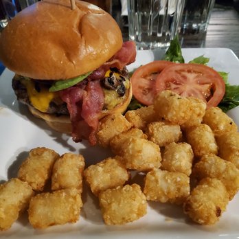 Distill A Local Bar - The "90" Fat Boy Burger with tots - Bars Near Me - Las Vegas, Nevada