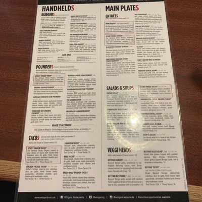 Menu photo 2 WINGERS Restaurant Ontario, OR