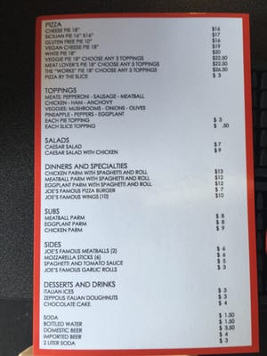 Menu photo 3 Joe's Old School Pizza Hollywood, FL