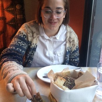 Oleana Restaurant - The bread basket was pretty great. Two different breads. One zaatar and sesame seeds, the other with honey (maybe?) and sesame seeds. - Turkish Near Me - Cambridge, Massachusetts
