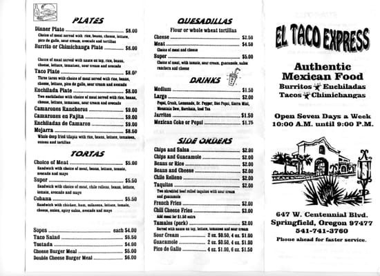 Menu photo 6 El Taco Express Springfield, OR