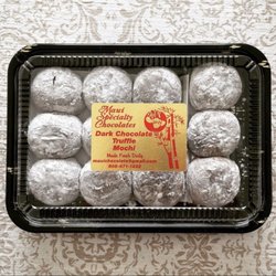 Maui Specialty Chocolates - Dark chocolate truffle mochi, at Maui Specialty Chocolates.