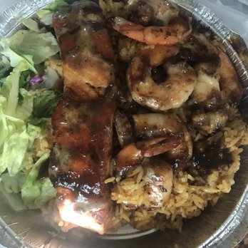 Afro Taco - salmon shrimp jollof rice and salad bowl - Food Trucks Near Me - Newark, New Jersey