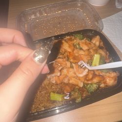 Lucky Garden Restaurant - chicken and broccoli    DO NOT ORDER FROM HERE! I found metal shavings in my food and it almost cut my mouth.