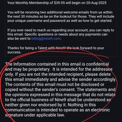 Nine9 The UnAgency - Atlanta - The email sent me through "billing" of my "receipt" showing at the bottom encouraging me to delete the email.