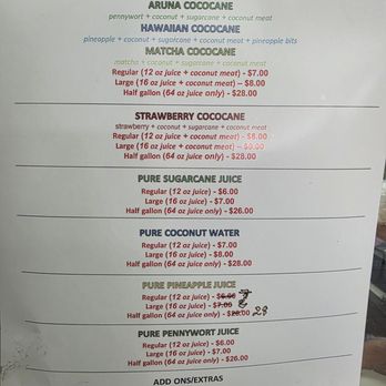 Cococane - Menu as of 06/05/2026 - Fruits & Veggies Near Me - Garden Grove, California