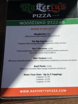 Menu photo 1 Rafferty’s Pizza Crosby, MN Menu photo 1 Rafferty’s Pizza Crosby, MN
