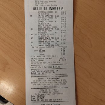 Ralphs - Receipt - Grocery Near Me - Los Angeles, California Ralphs - Receipt - Grocery Near Me - Los Angeles, California