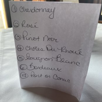 Le Chateau - The wine-pairing list for each course - French Near Me - La Crosse, Wisconsin