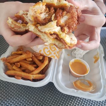 Egg N Bird - Egg N Bird sandwich Huge chunks of dry rubbery chicken Fries were good though - Chicken Shop Near Me - Upland, California Egg N Bird - Egg N Bird sandwich Huge chunks of dry rubbery chicken Fries were good though - Chicken Shop Near Me - Upland, California