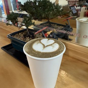 Charm Coffee - hojicha latte (hot) - $6 - Cafes Near Me - San Francisco, California Charm Coffee - hojicha latte (hot) - $6 - Cafes Near Me - San Francisco, California