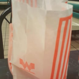 First, my order is incorrect. Next, I get served a to-go bag when I said that I was dining in. WTH, WhataBurger???