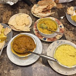 Saber's Taste of India - Chicken korma, Beef Dhansak, Palao rice, nan bread.