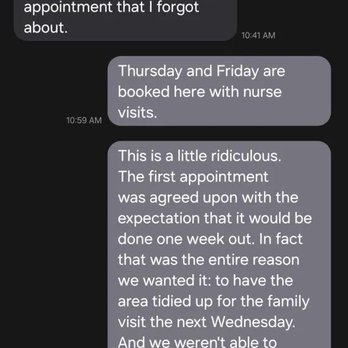 Oliver's Clean Sweep and Organizing - Text message where we were curtly dropped after a second cancellation - Home Cleaning Near Me