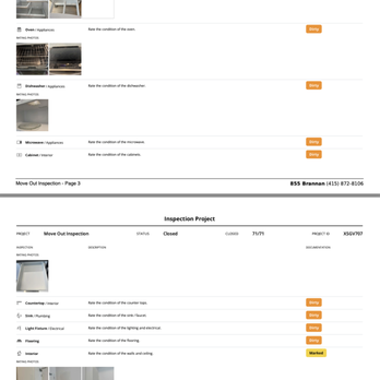 855 Brannan Apartments - Inspection report I received; notice how they even marked a CLEAN drawer as dirty - Apartments Near Me - San Francisco, California