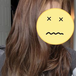 Morning after - warm tone, damaged, despite getting a brazilian blowout.