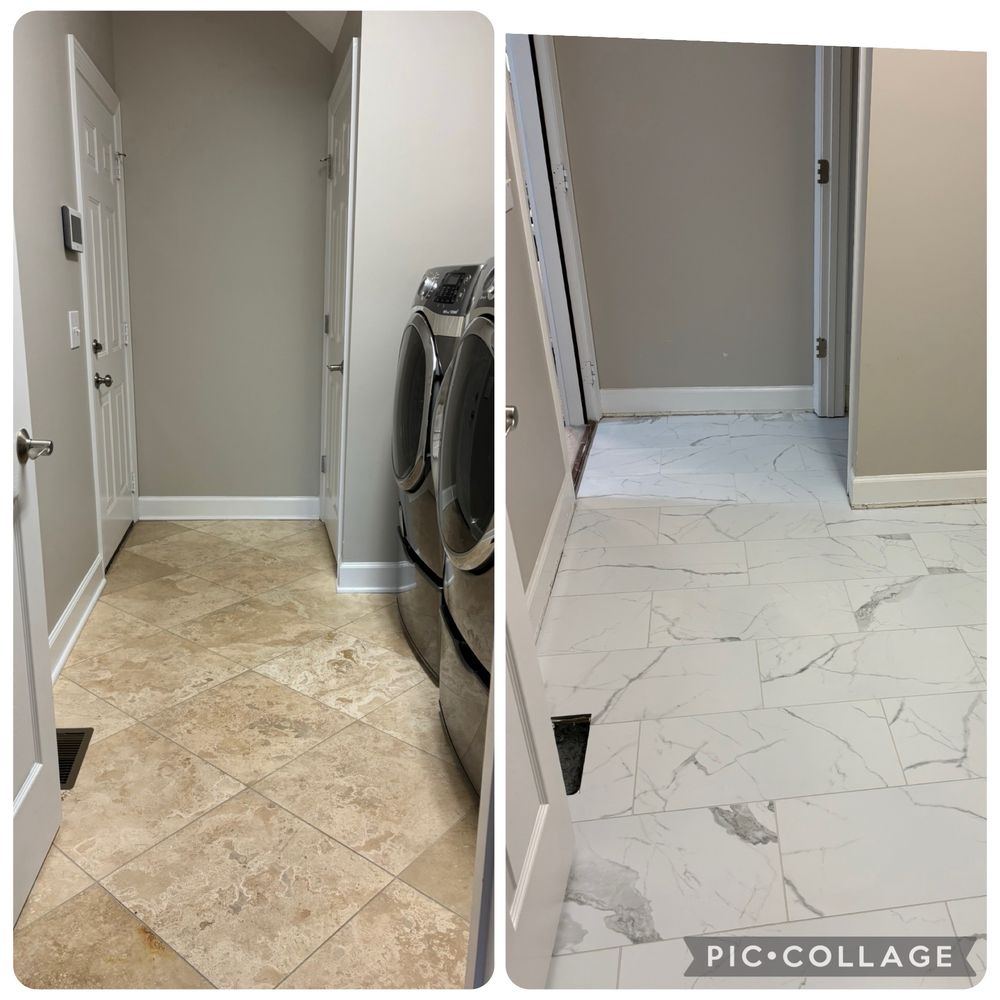 TruCon Construction - Before and after of the laundry room tile makeover! - General Contractors Near Me - Murfreesboro, Tennessee TruCon Construction - Before and after of the laundry room tile makeover! - General Contractors Near Me - Murfreesboro, Tennessee
