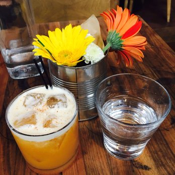 Manhattan Beach Post - Whiskey sour with the flowers. - New American Near Me - Manhattan Beach, California