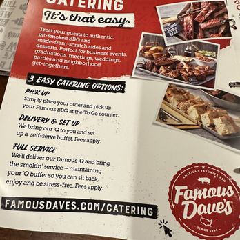 Famous Dave's Bar-B-Que - Menu - Barbeque Near Me - Portland, Oregon