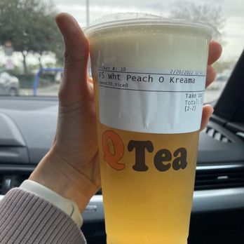 QTea - White peach oolong sea salt kreama - Bubble Tea Near Me - Dublin, California
