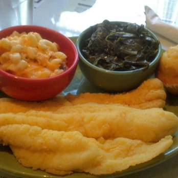 Mama J's Kitchen - Fried Catfish, Mac n Cheese and College Greens (yes I purposely put college instead of collard. Inside Joke0 - Soul Food Near Me - Richmond, Virginia