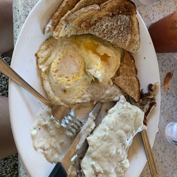 The Stuffed Pig - Half eaten chicken fried steak - Breakfast & Brunch Near Me - Marathon, Florida
