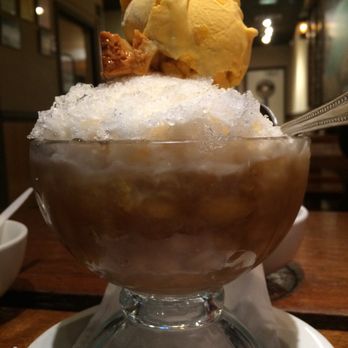Isla Restaurant - Banana and mais topped with ice cream and a small leche flan...charged me for halo halo - Filipino Near Me - Newark, California
