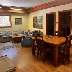 Tamarack Lodge - Downstairs living room and dining area